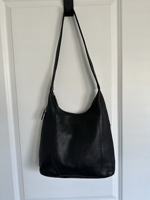 Tignanello Black Pebbled Leather Minimalist Hobo Bag