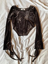 Whimsigoth 90s boho brown velvet corset top basque drop waist whimsigoth buffay