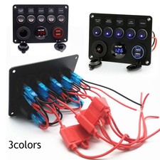 Dual USB Rocker LED Voltmeter 12V Switch Control Panel RV Car Boat Camper  