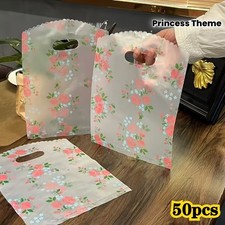 100pcs Floral Gift Bags Plastic Party Favor Bags Reusable Shopping Tote Bags