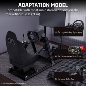 Hottoby Racing Sim Cockpit 4080 Aluminum With Black Seat & TV Stand Fit Logitech