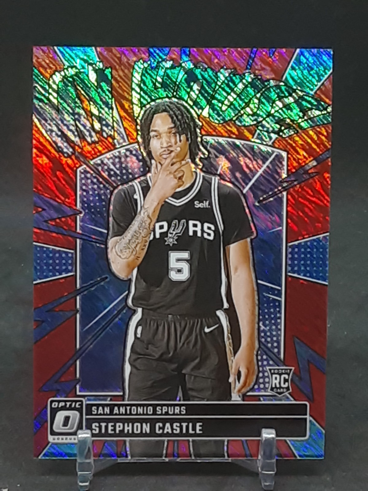 STEPHON CASTLE 2024-25 OPTIC MY HOUSE! RED SHIMMER PRIZM RC #49/75 SPURS QQ