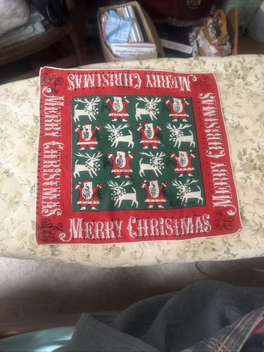 Vintage Tammis Keefe Signed Christmas Hankie Handkerchief-Excellent Condition