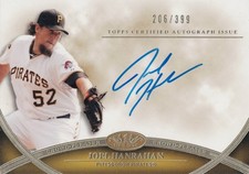 2012 Topps Tier One Crowd-Pleaser Auto #CPA-JHA Joel Hanrahan #206/399 - Pirates