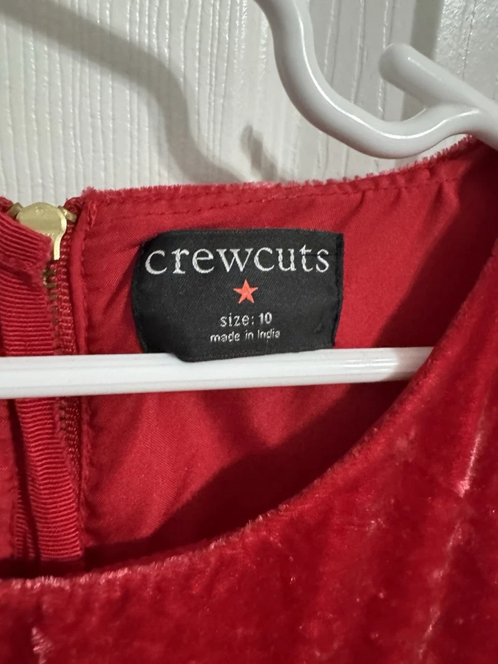 Vestido Crewcuts Niñas Talla 10 Rojo Terciopelo Aplastado Manga Volantes Vacaciones de Navidad Foto 3 de 3