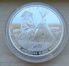 2022 Sioux Sovereign Nation Chief Rifle Teepee 1 oz .999 Fine Silver Proof Coin