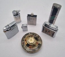 Lotto di 7 accendini vintage da collezione con vari design in vari materiali