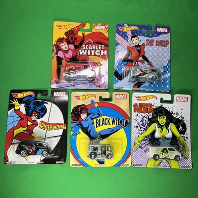2016 Hot Wheels Marvel (Women Of Marvel) Real Riders Set Of 5