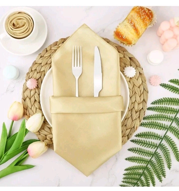 Aneco 12 Pieces Satin Napkin Square 20 x 20 Inches Dinner Napkins Weddings Party - Image 3 of 4