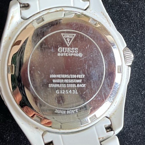 Guess Waterpro Watch White Case Mother Of Pearl Face Metal Adjustable Band Box - Picture 13 of 13