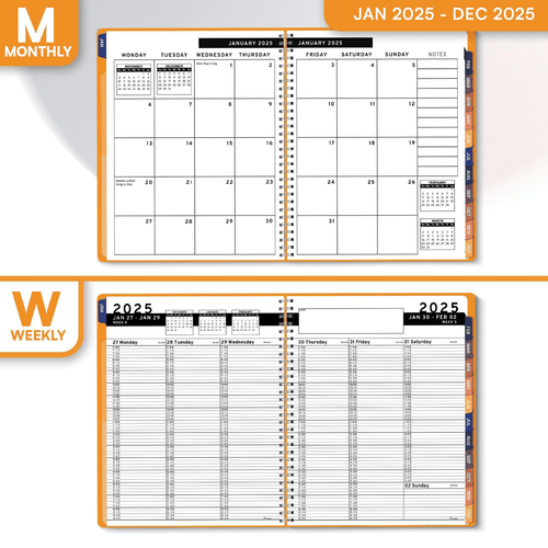 2025 Appointment Book & Planner   8.5 x 11 inches Large Tabbed Daily Hourly - Picture 6 of 8