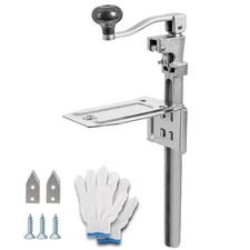 Commercial Heavy Duty Can Opener- Adjustable Manual Opener with 2 Blades & Pl...