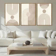 BINCUE Neutral Abstract Wall Art Beige Large Wall Decor Boho Mid Century Mode...