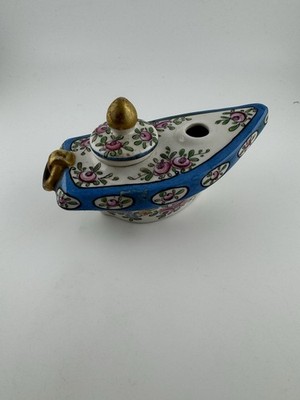 Desvres French Faience Porcelain Aladdin Lamp Form Inkwell