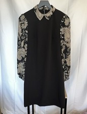 Tommy Hilfiger Women's Black Paisley-Print Layered-Look Dress Size 2