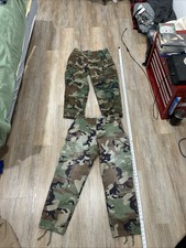 VTG Military Pants Mens Medium Short Woodland Camo Ripstop Cargo US Army BDU x2