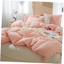 Duvet Cover Size,100 Washed Microfiber 3pcs Bedding Duvet Queen Peach Pink