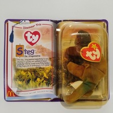 TY STEG The Stegosaurus 1994 Mc Donalds Beanie Baby RARE RETIRED DINOSAUR TRIO