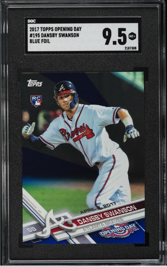 2017 Topps Opening Day Blue Foil Dansby Swanson Rookie #195 SGC 9.5