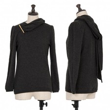 Valentino Garavani Pin Brooch Stole Neck Knit Sweater Charcoal Gray S Ladies