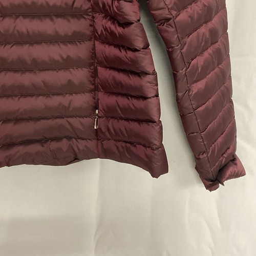 Per Una Burgundy Puffer Jacket Womens UK 22 Down Filled Hooded Pockets Coat - Picture 4 of 14