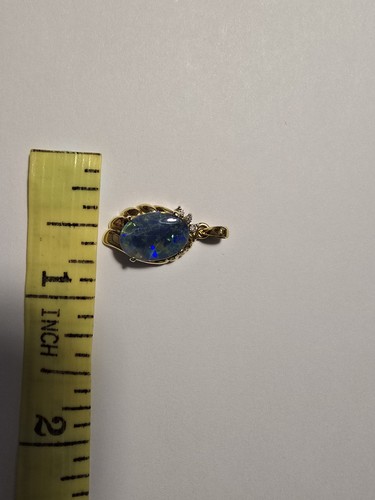 Natural Australian Black Opal 18k Yellow Gold Antique/Vintage Pendant - Picture 9 of 9