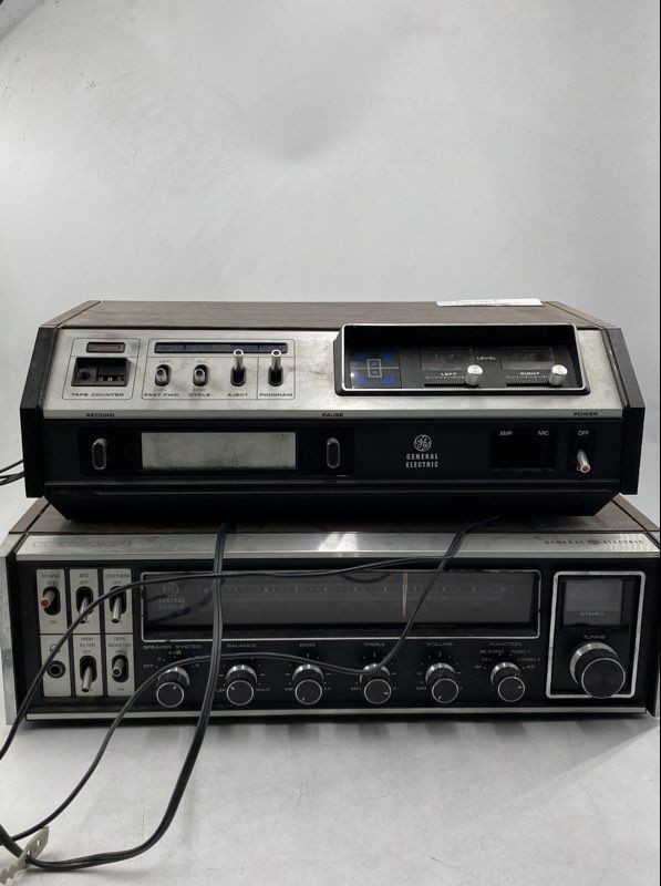 Vintage General Electric TA 640A RA-200A Black Cassette Player Lot Of 2