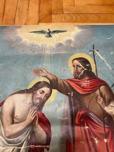 Ancienne icône orthodoxe russe double face sur toile - Baptême du Christ Proph - Photo 16/20