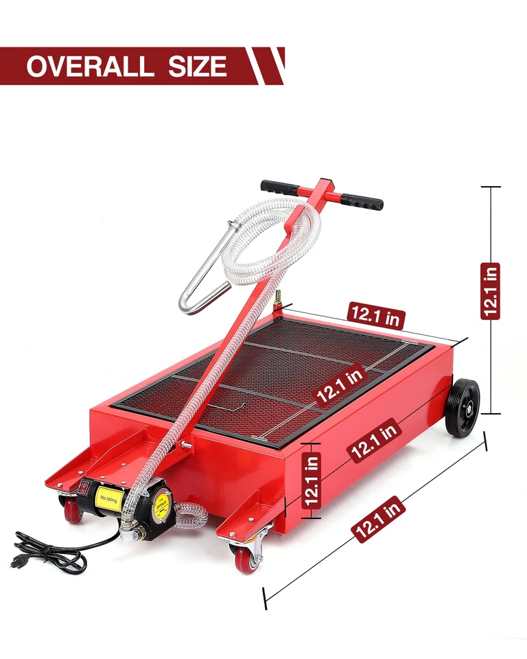 20 Gallon Electric Oil Drain Pan with Pump & Hose, Low Profile Oil Drain Cart - Image 2 of 4