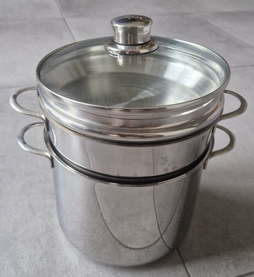 WMF Transtherm Spargeltopf Nudeltopf Glas & Metalldeckel & Siebeinsatz Cromargan