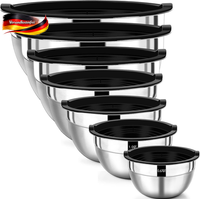 Edelstahl RüHrschüSsel-Set 7-Teilig Mit Luftdichten Deckeln FüR KüChe