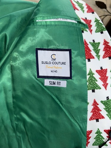 NWT Suslo Couture Men’s Christmas Trees Holiday Sport Coat Size M 40 - Picture 12 of 13