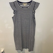 Michael Kors Women’s M Navy/White Striped Knee Length Dress Zippered Sleeve