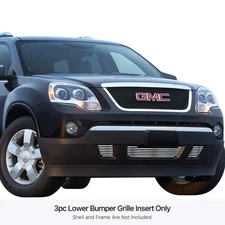 For GMC Acadia 07-12 APG 3-Pc Polished 8x6 mm Horizontal Billet Bumper Grille