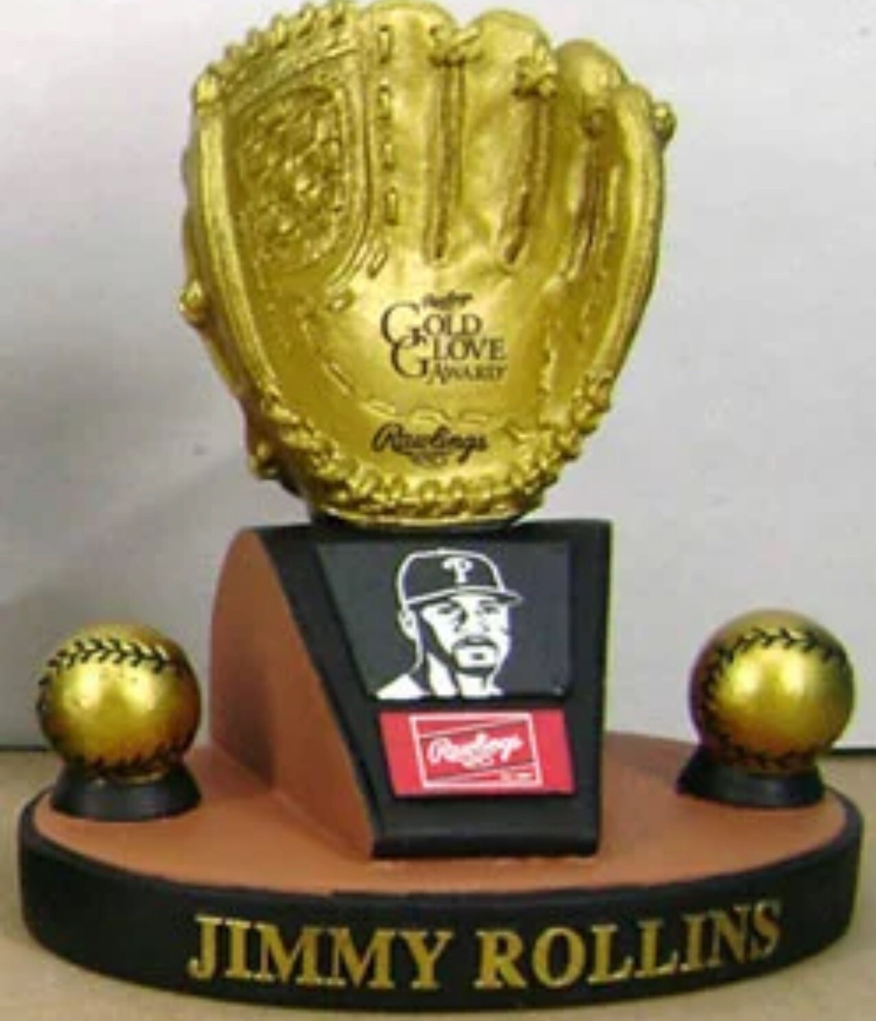Philadelphia Phillies Jimmy Rollins Mini Rawlings 2013 Gold Glove Replica Award