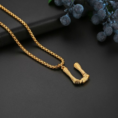 Herren Damen 26 Anfangsbuchstaben Gold Kette Halskette A-Z Anhänger Edelstahl - Bild 4 von 34
