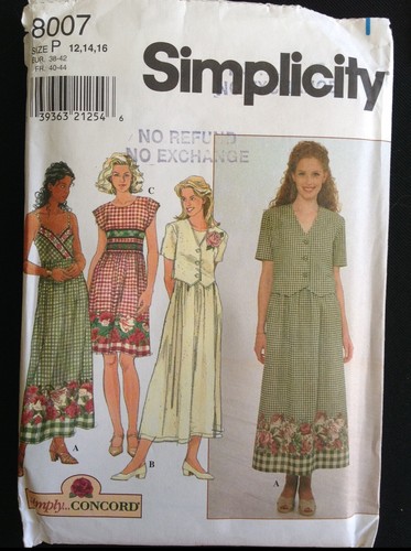 Pattern Simplicity 8007, misses’ dress and jacket, spring, casual, country 12-16 - Picture 1 of 2