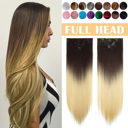 Echt Natur Clip in Haar Extensions 8 Stück Vollkopf lockig lang wie Echthaar - Bild 52 von 53