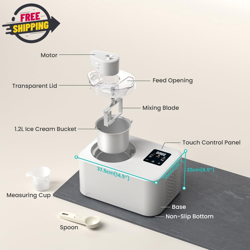 No Pre-Freezing Ice Cream Machine 1.2L, Ice Cream Maker with Compressor, 3 in 1 - Picture 4 of 12