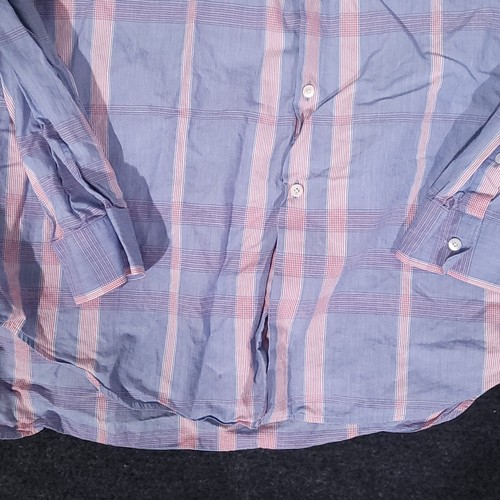 Burberry London Button Up Shirt Mens XL Blue Pink Check Silk Blend Long Sleeve - Picture 3 of 15