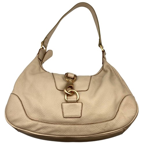 Vintage Wilsons Leather Cream Hobo Shoulder Bag Purse Medium Zip Close & Clasp