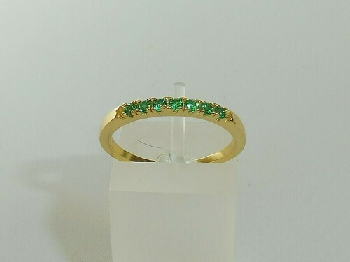 Ladies 9 Carat Gold on 925 Sterling Silver 7 Stone Emerald Half Eternity Ring - Picture 4 of 8