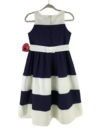 Vintage Dress Girls Size 12 Linen Blend Navy Nautical Stripe by Hartstrings NEW - Picture 5 of 13