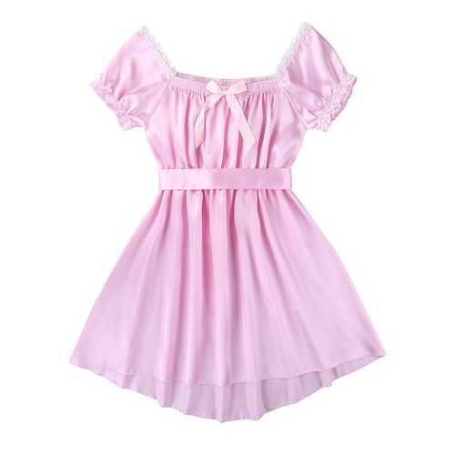 Sissy Men's Adult Vintage Satin Cross Dresser Party Dress Costume Nightgown - Picture 21 of 30