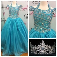 Halter Neck Beading Ballgown Girls Birthday Gowns Custom