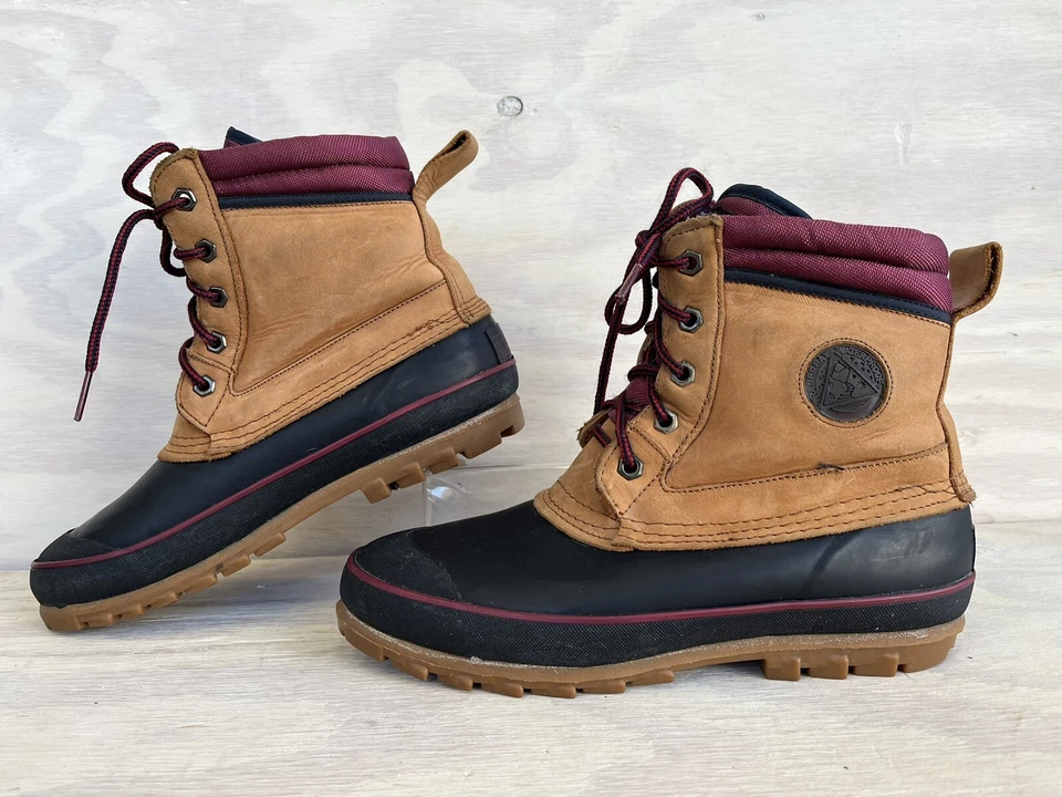 Trader Bay Waterproof Navy Rubber & Tan Leather  Insulated Lace Up Duck Boots 8 - Image 3 of 4