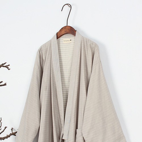 hommes japonais KIMONO YUKATA long peignoir pyjama Ceinture robe en coton - Foto 12 di 18