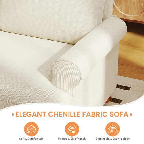 Bequem Chenille Sofa 3 Sitzer Moderne Couch Schlafsessel Sofa Zimmer Wohnung - Bild 11 von 25