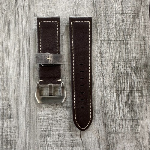 Correa de reloj de cuero gris 24 mm de calidad premium - Compatible con relojes Panerai - Imagen 5 de 11