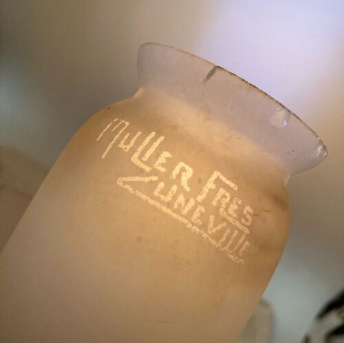 Muller Freres ~ PAIR LUNEVILLE LAMP SHADES ~ Pink Antique French Art Glass - Picture 8 of 9